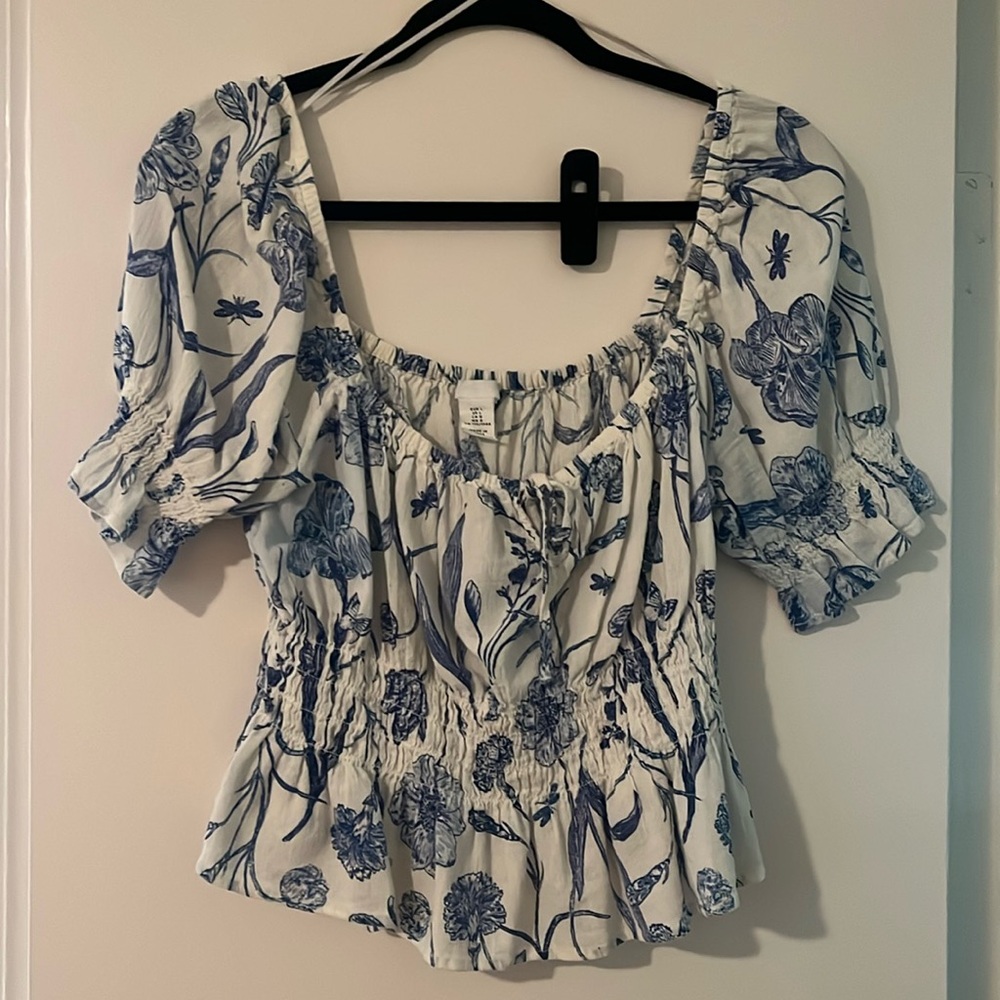 Blue and White Floral top from H&M